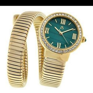 Colleen lopez Malachite Dial coil wrap watch With Dismond Accent